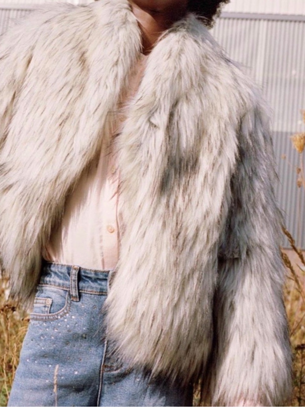 $200 Molo Cream Faux-Fur Cropped Teddy Jacket